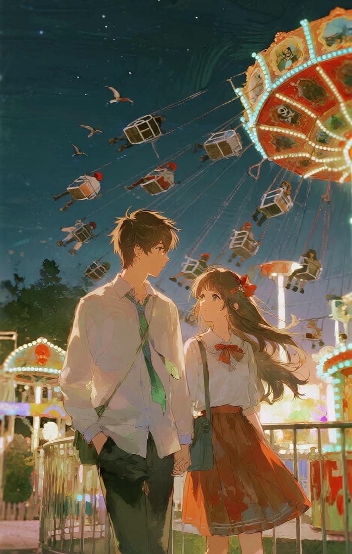 ảnh anime cặp đôi trong công viên