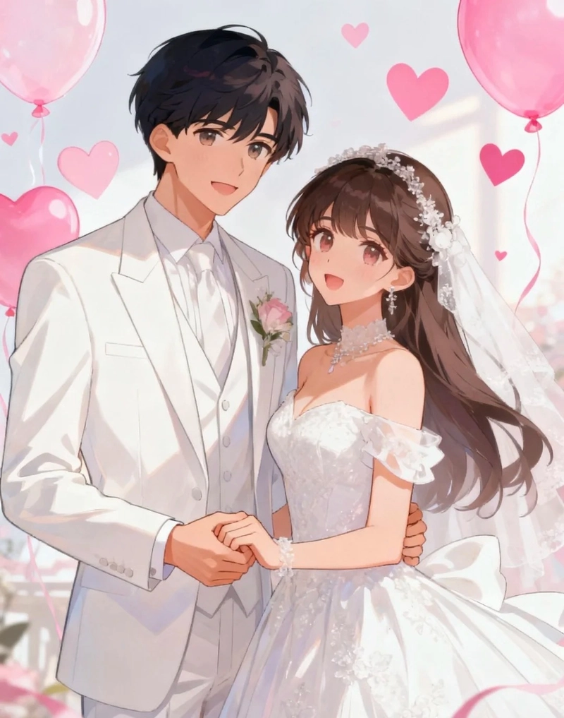 ảnh anime cô dâu chú rể đám cưới đẹp như phim