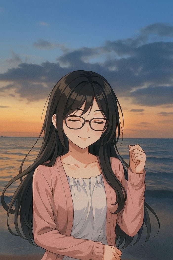 ảnh anime đeo kính tạo hình thanh lịch