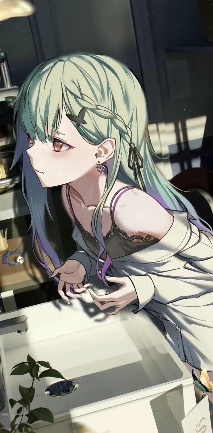 ảnh anime đẹp hiếm tóc xanh