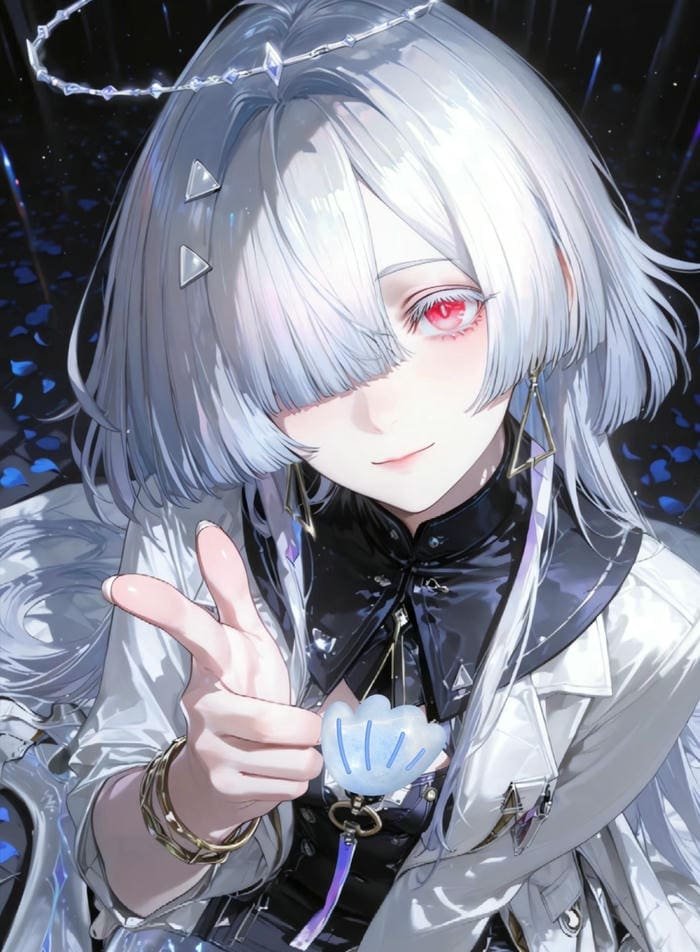 ảnh anime girl tóc trắng chụp cận