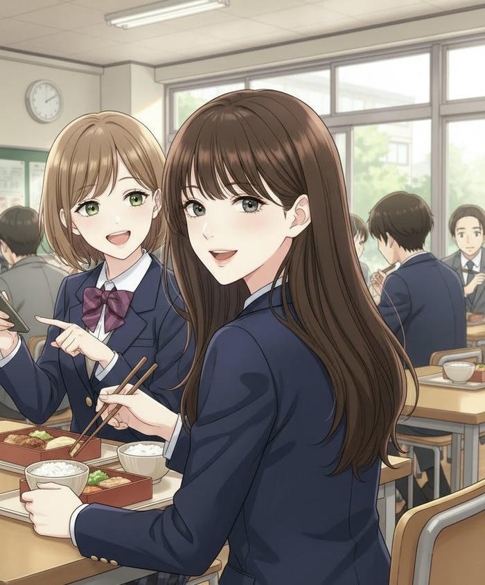 ảnh anime học đường ăn cơm trưa
