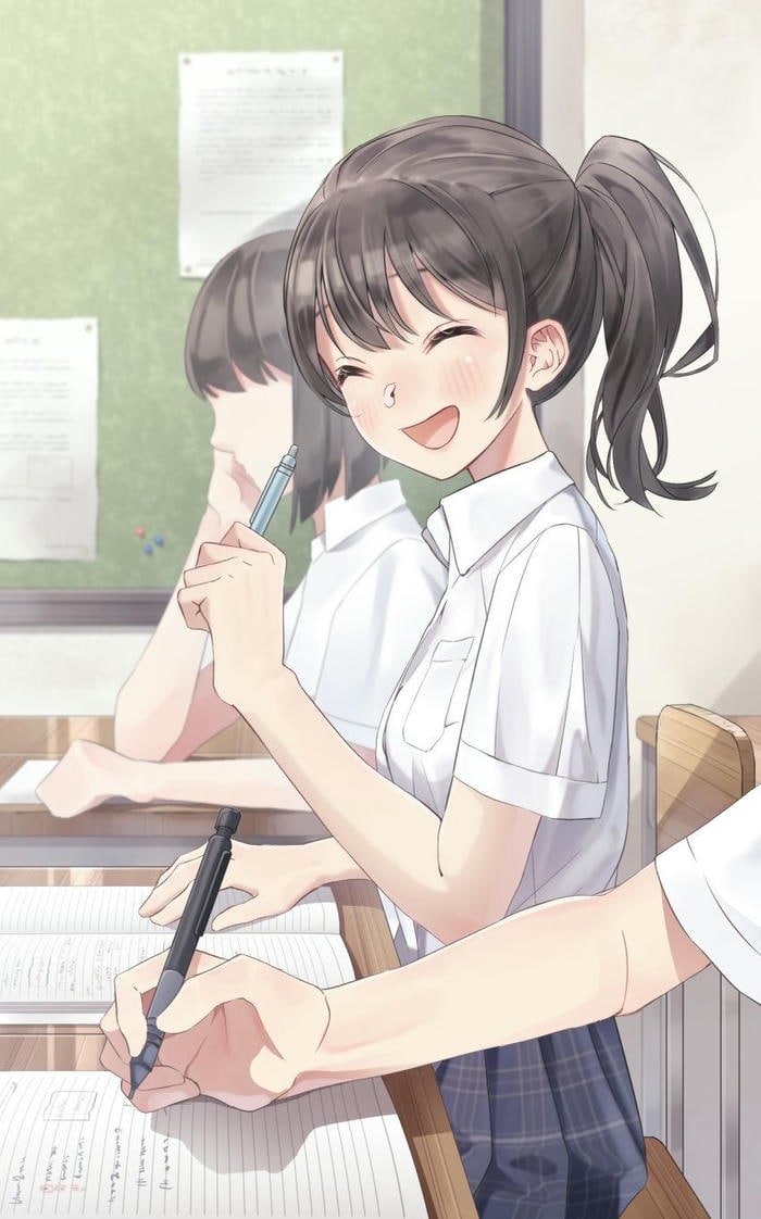ảnh anime học đường cười vui trong lớp