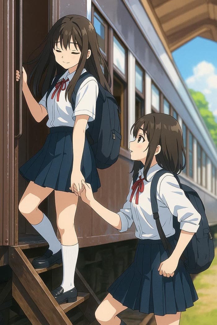 ảnh anime học đường học sinh tan học