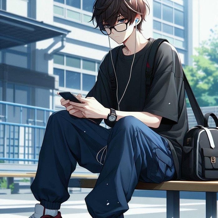 ảnh anime nam đeo tai nghe