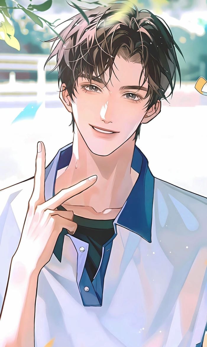 ảnh anime nam học sinh cười tỏa nắng