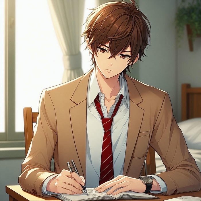 ảnh anime nam học sinh không khí học tập