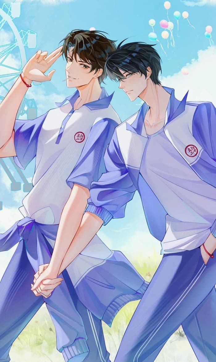 ảnh anime nam học sinh mặc áo thể dục