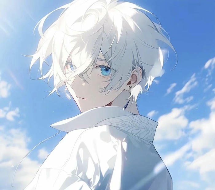 ảnh anime nam tóc trắng ấn tượng