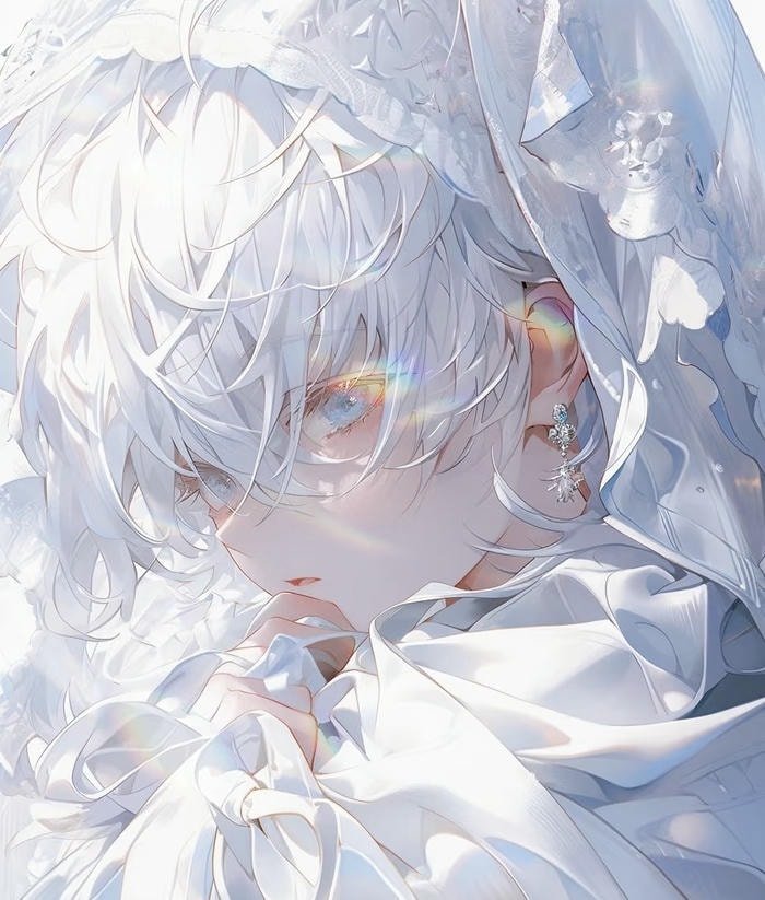 ảnh anime nam tóc trắng cuốn hút