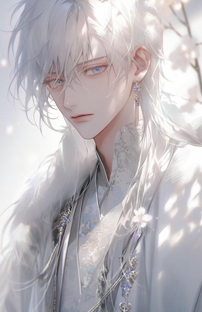 ảnh anime nam tóc trắng huyền ảo