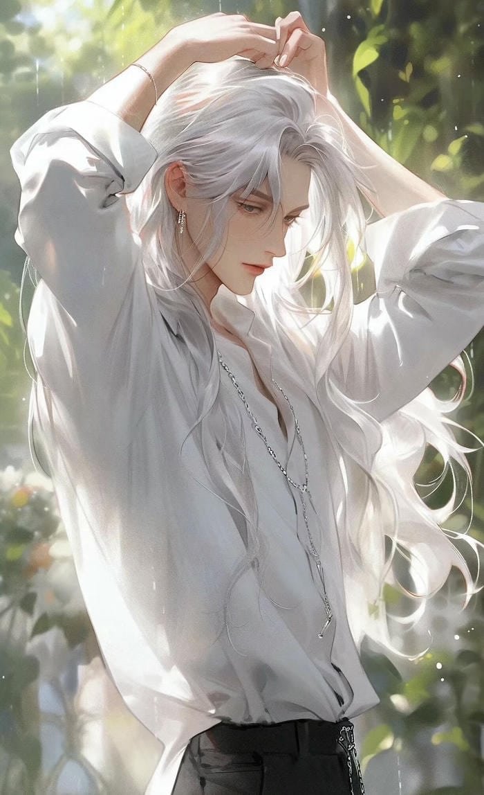 ảnh anime nam tóc trắng ngầu