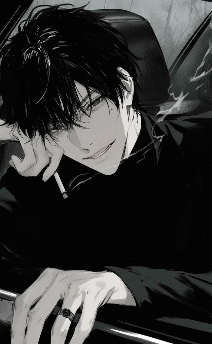 ảnh anime nam trắng đen mạnh mẽ