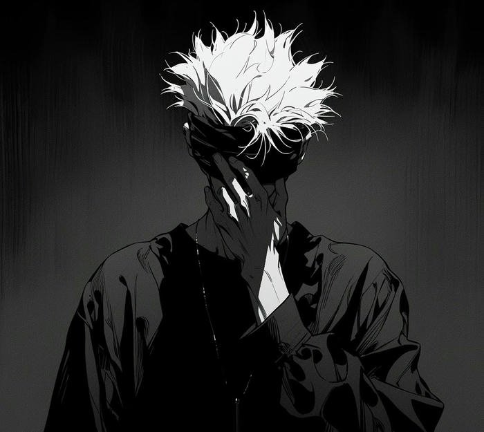 ảnh anime nam trắng đen nét buồn nhẹ