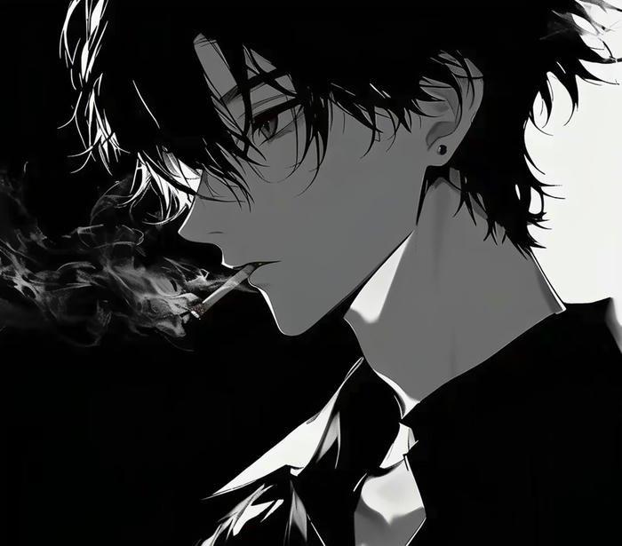 ảnh anime nam trắng đen phong thái lặng