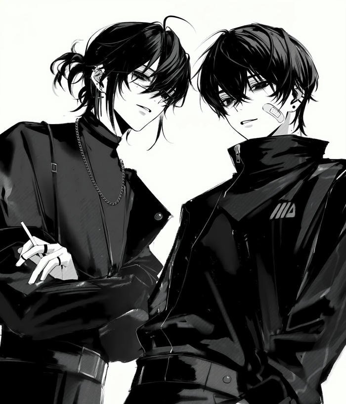 ảnh anime nam trắng đen sắc nét