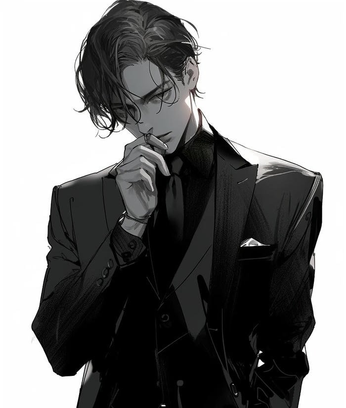 ảnh anime nam trắng đen trừu tượng