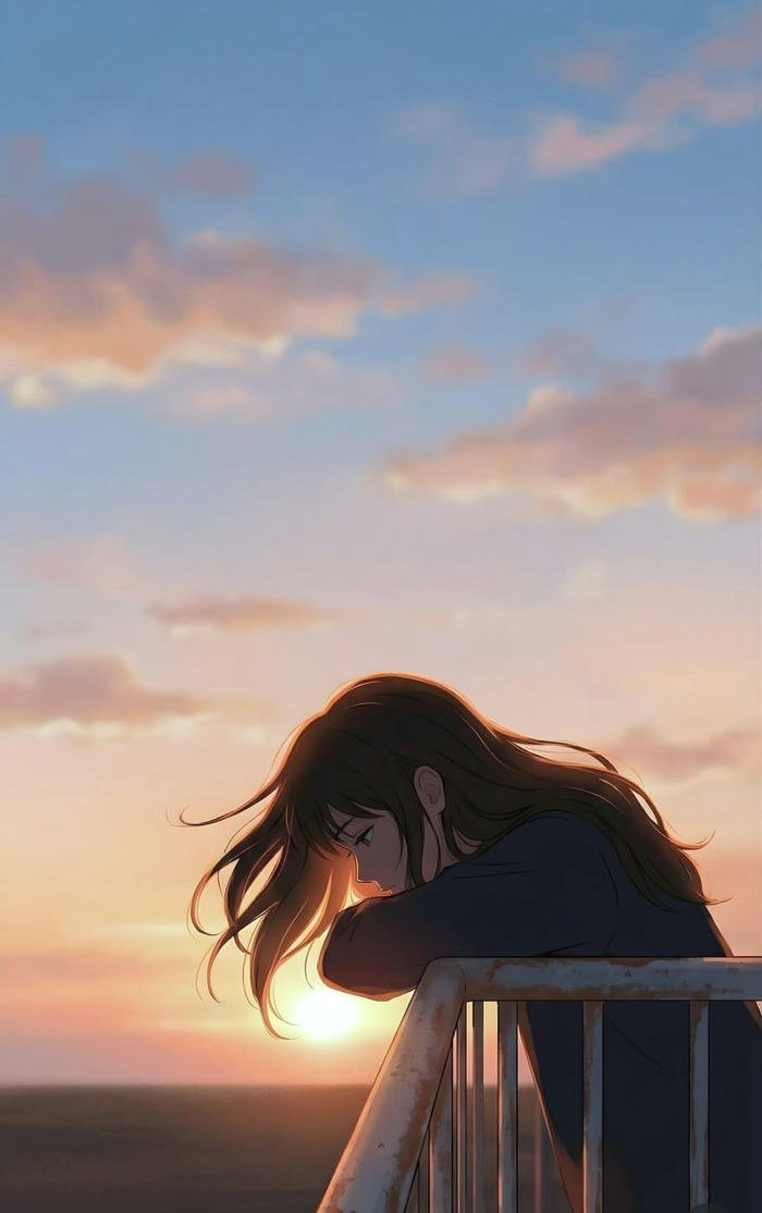 ảnh anime nữ buồn tâm trạng lặng im