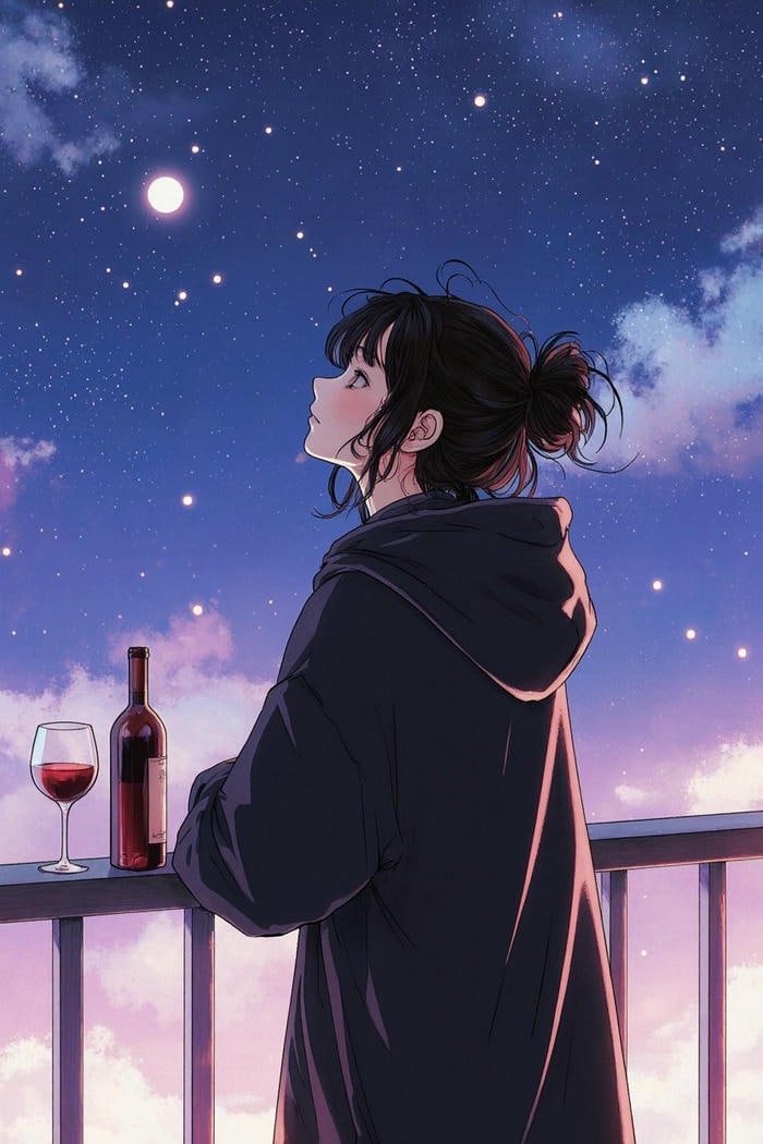 ảnh anime nữ buồn trạng thái lặng yên giữa đêm