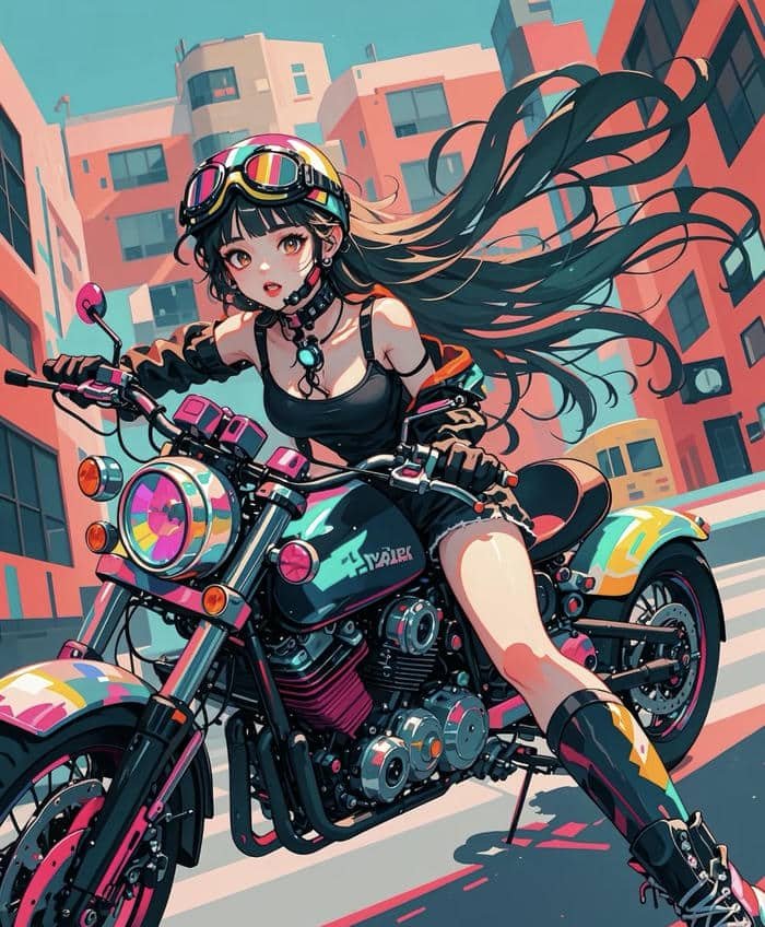 ảnh anime nữ chạy môtô siêu ngầu
