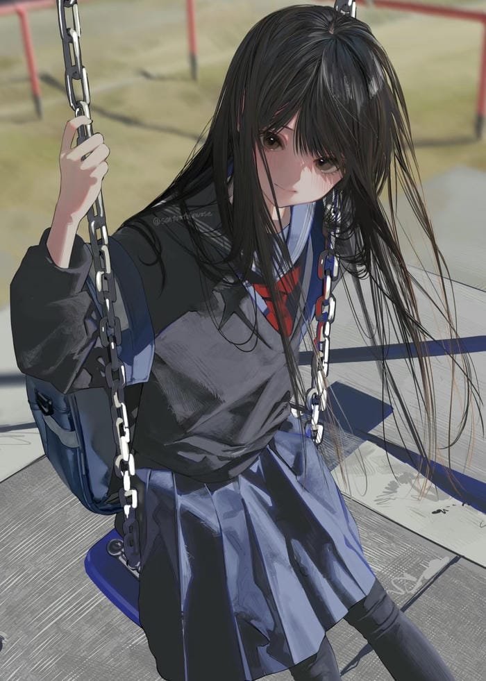 ảnh anime nữ học sinh học đường lạnh lùng bí ẩn