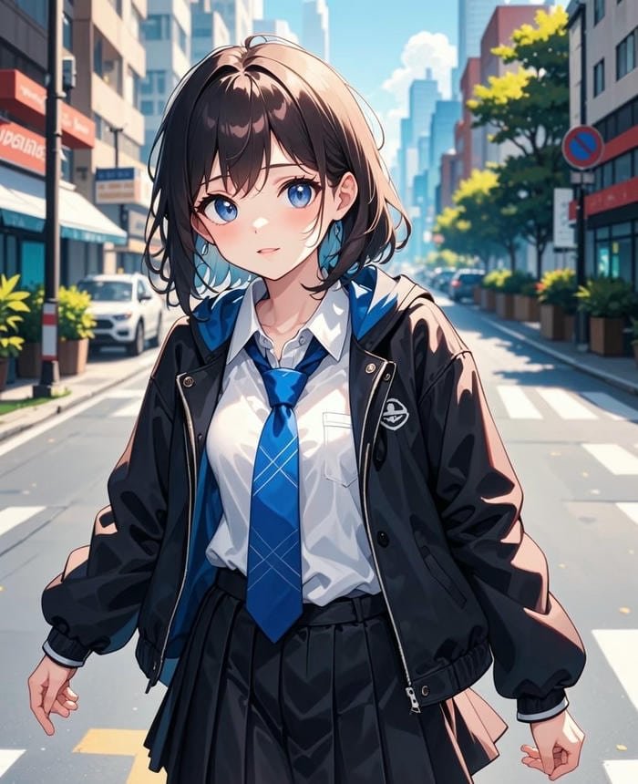 ảnh anime nữ học sinh tóc ngắn cá tính