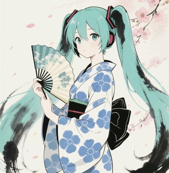 ảnh anime nữ kimono tạo hình cổ điển