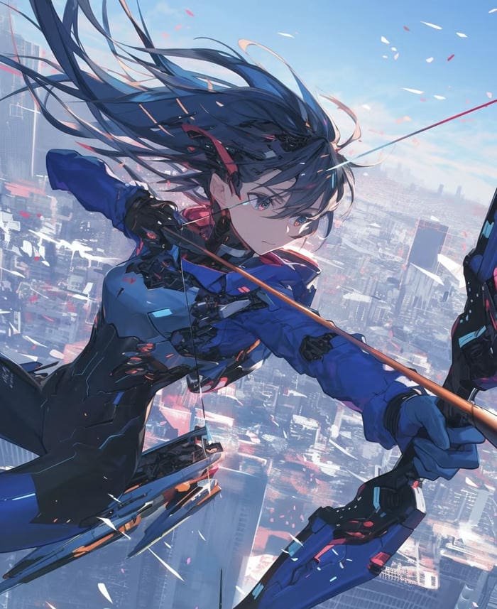 ảnh anime nữ ngầu bắn cung