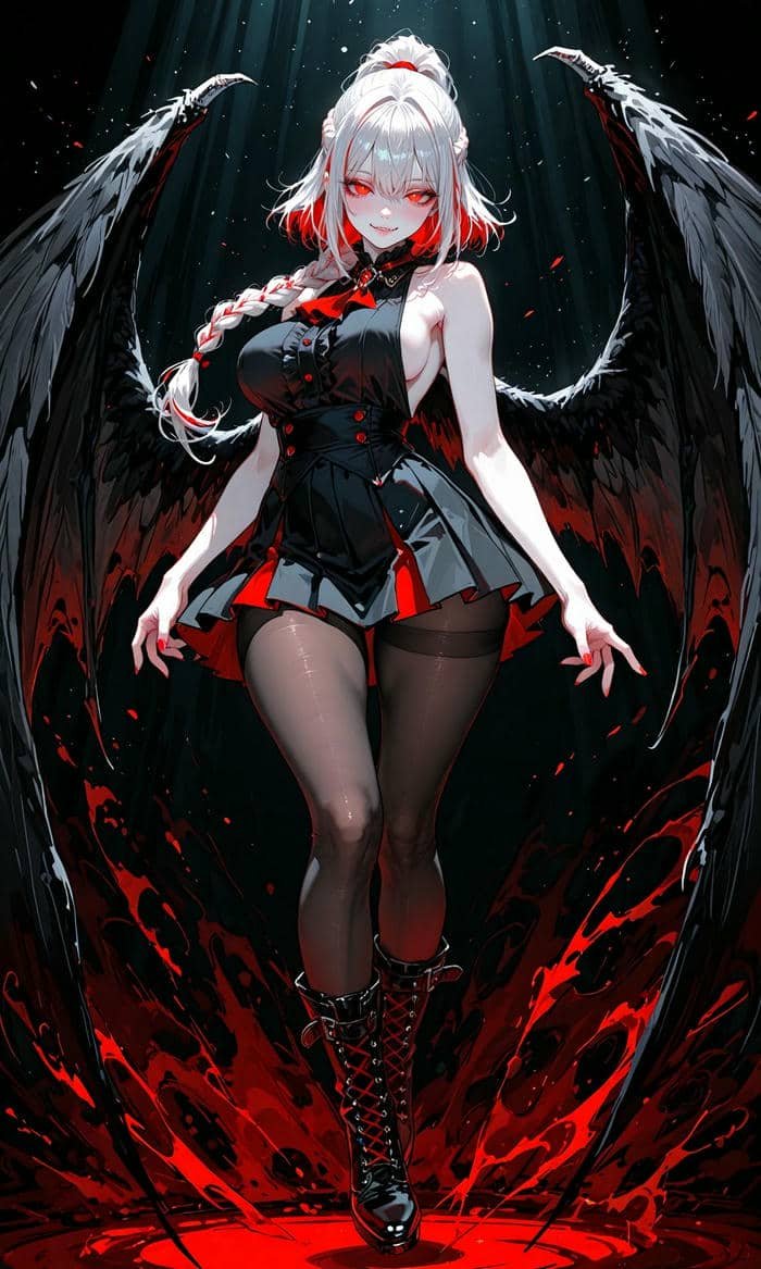 ảnh anime nữ ngầu có đôi cánh đen