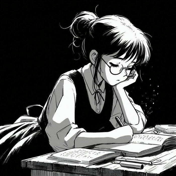 ảnh anime nữ trắng đen viết bài