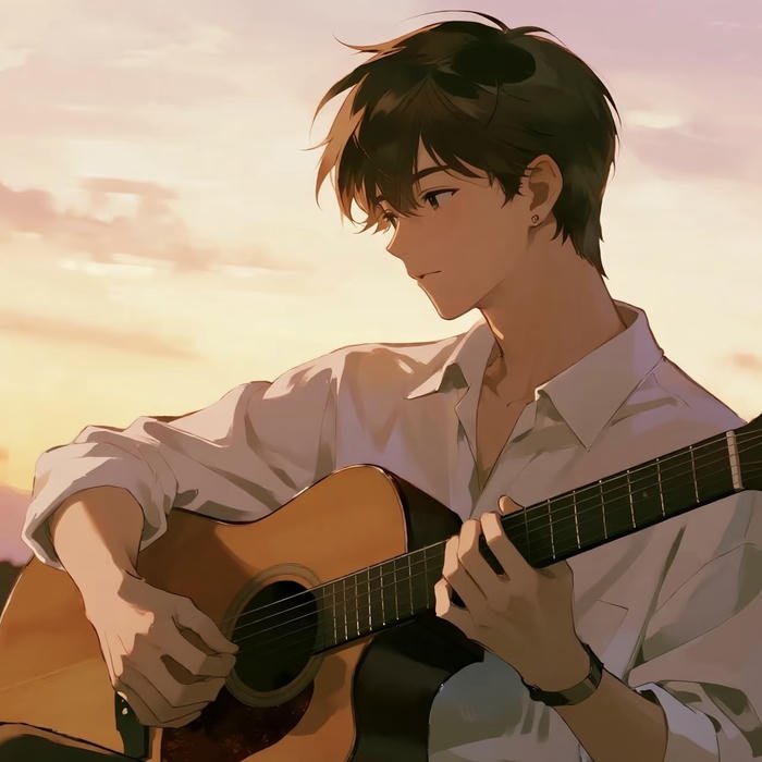 ảnh avatar anime nam đàn guita
