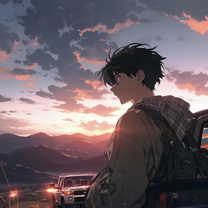 ảnh avatar anime nam ngắm chiều tà