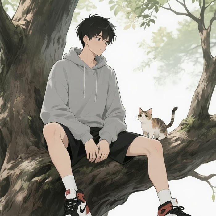 ảnh avatar anime nam trên cây
