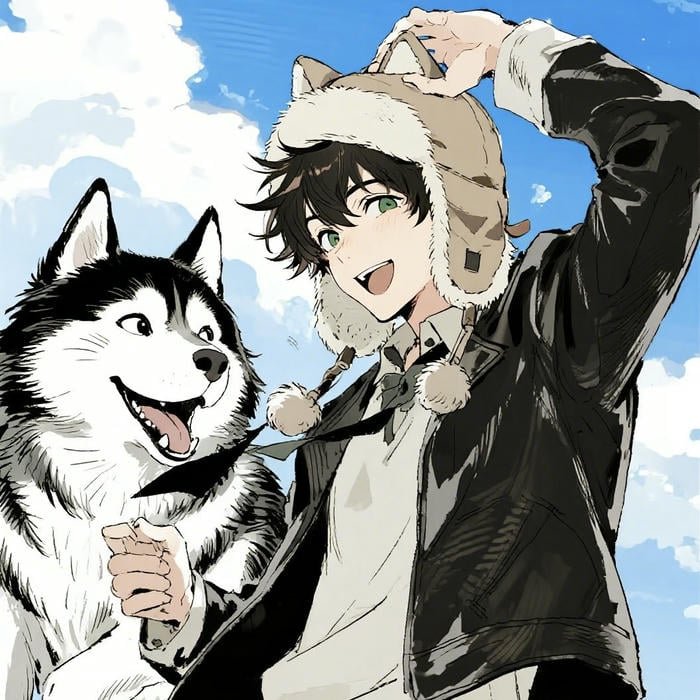 ảnh avatar anime nam và chú chó ngon