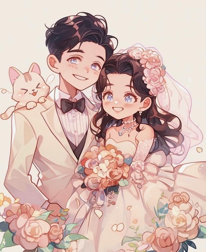 ảnh cưới anime phong cách dễ thương