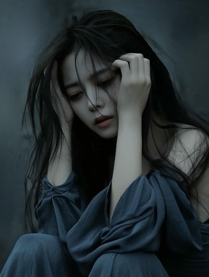 ảnh gái buồn rũ rượi trong nền tối