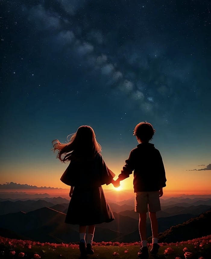 ảnh nắm tay anime ấm áp yêu thương