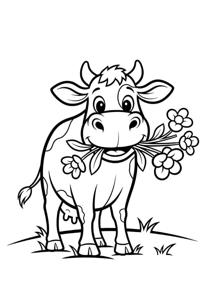 ảnh tô màu con bò sữa cho bé học màu