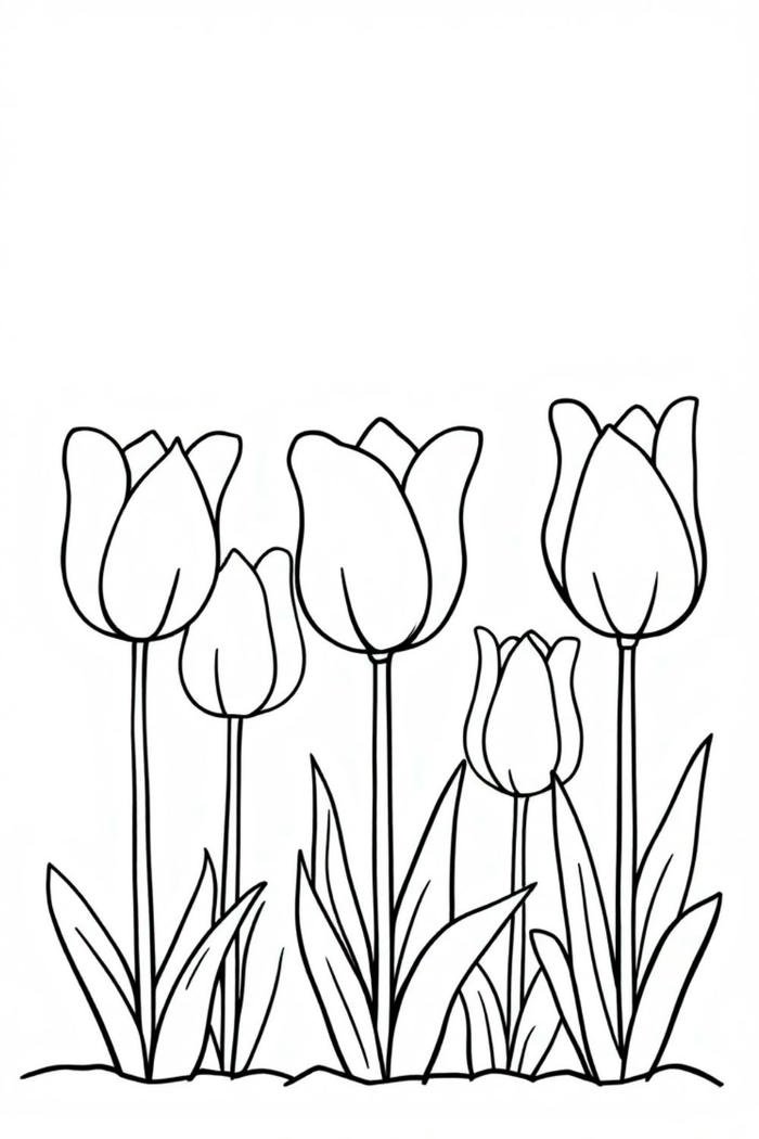 ảnh tô màu hoa tulip mềm mại