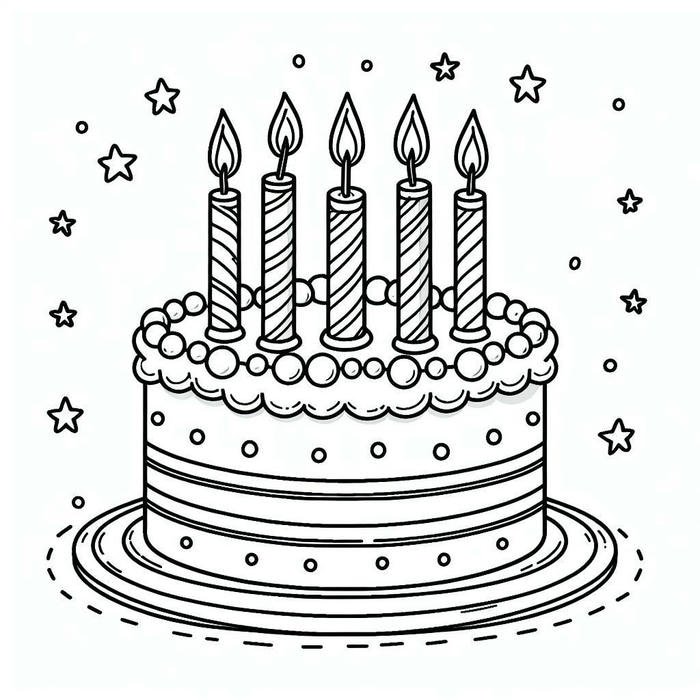 ảnh tranh tô màu bánh sinh nhật cho trẻ