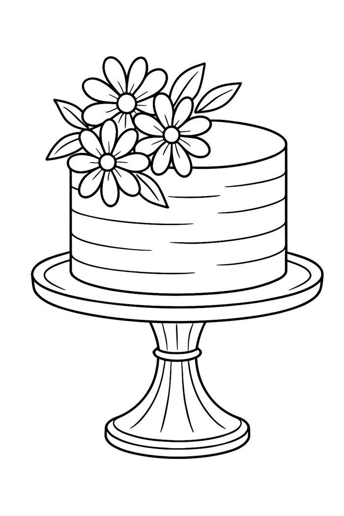 ảnh tranh tô màu bánh sinh nhật đẹp
