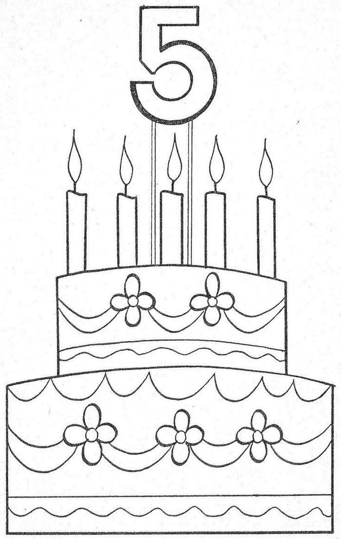 ảnh tranh tô màu bánh sinh nhật đơn nét