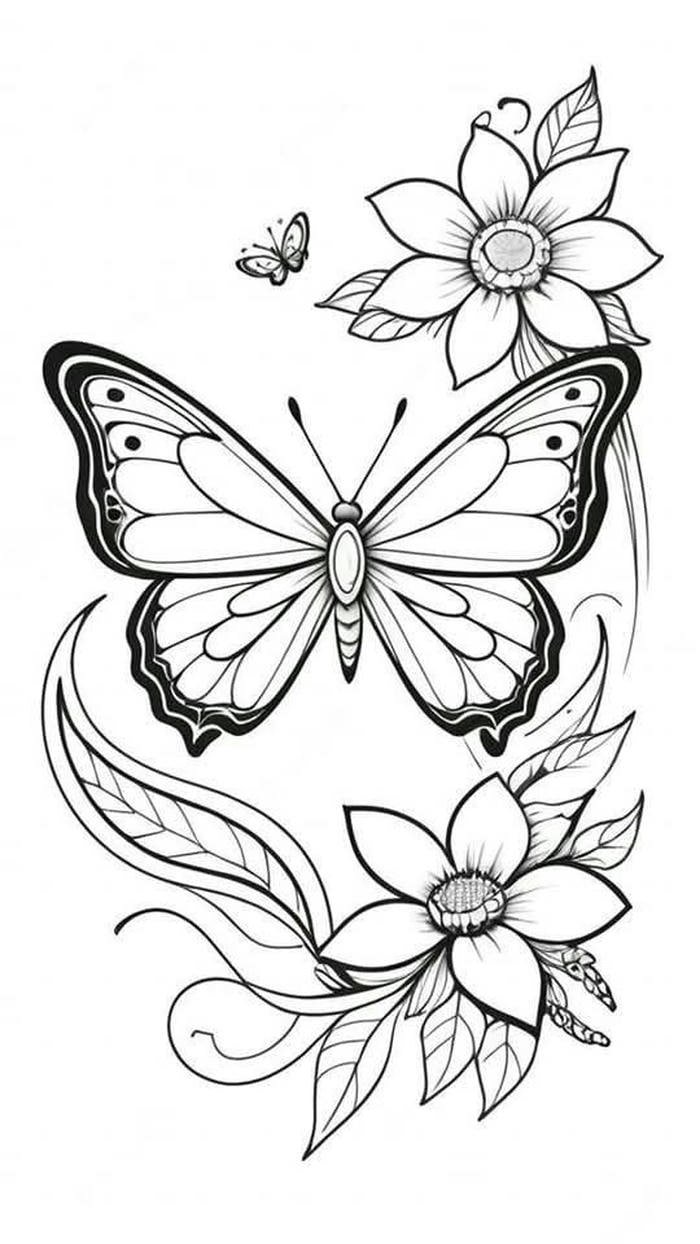 ảnh tranh tô màu con bướm đáng yêu