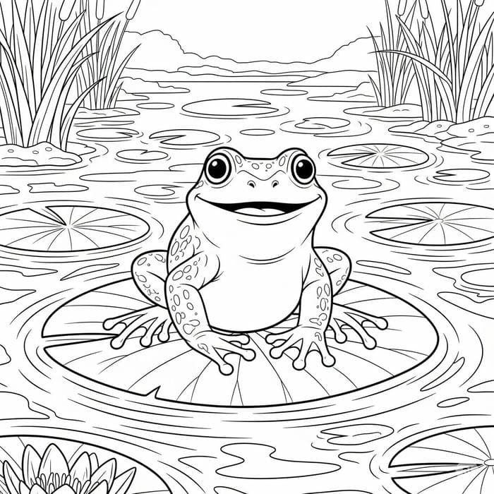 ảnh tranh tô màu con ếch bố cục đẹp