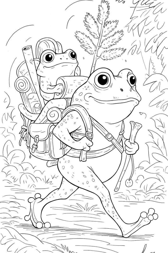 ảnh tranh tô màu con ếch cho trẻ