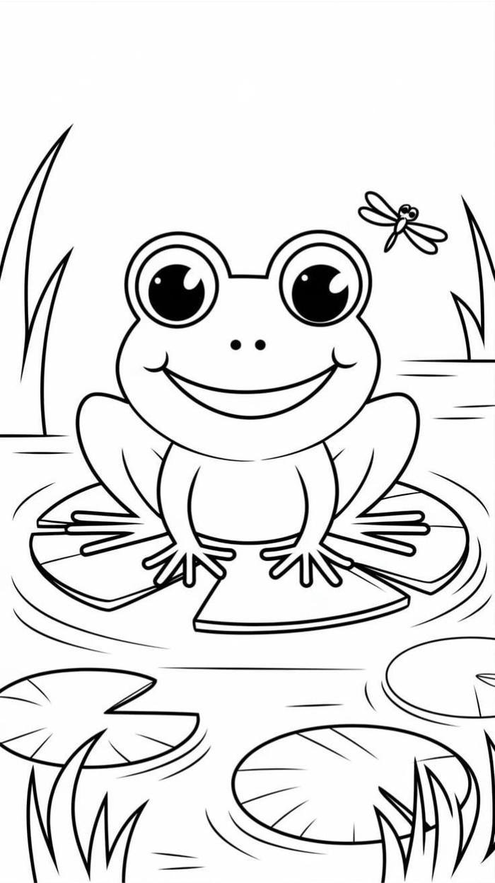 ảnh tranh tô màu con ếch đơn nét