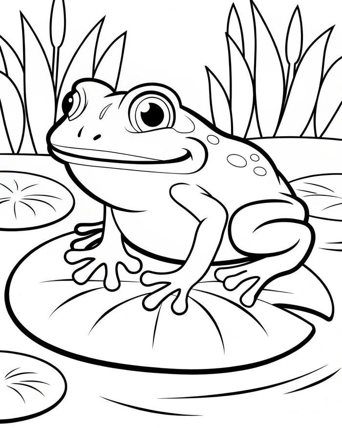 ảnh tranh tô màu con ếch xinh