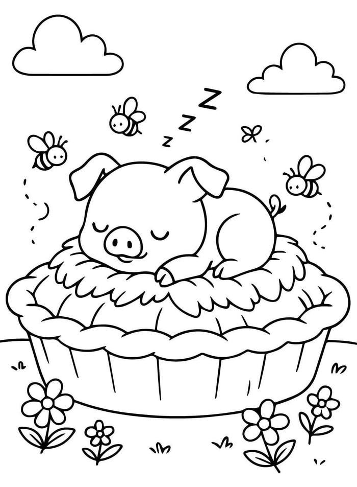 ảnh tranh tô màu con heo rõ nét