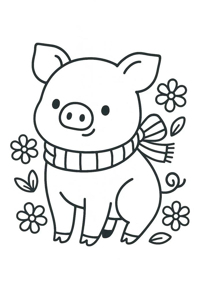 ảnh tranh tô màu con heo sáng