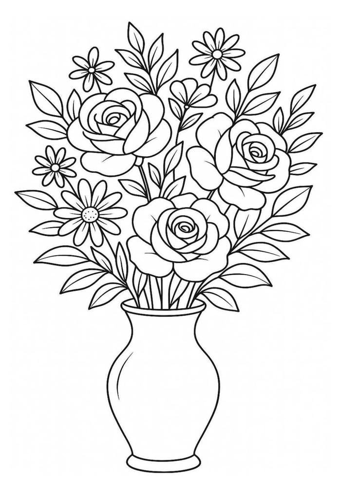 ảnh tranh tô màu hoa hồng dịu sắc